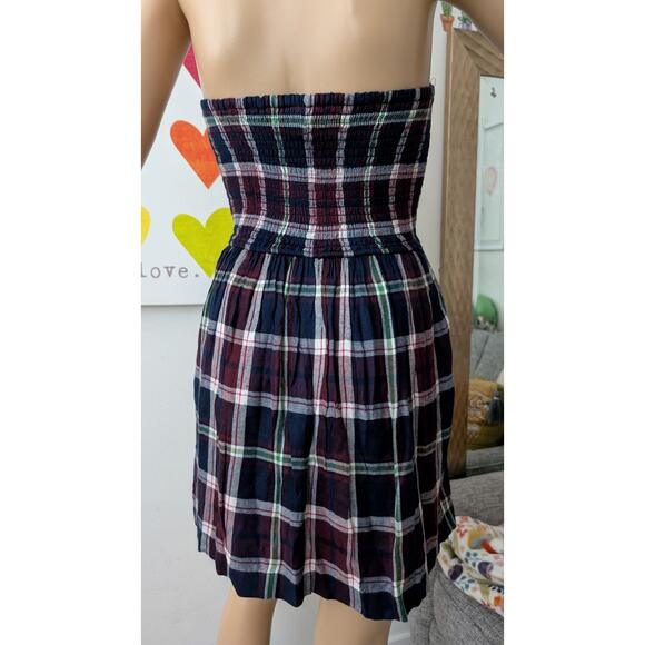 abercrombie & fitch strapless tartan plaid flannel dress medium nwt - Picture 3 of 8